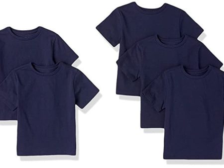 Amazon Essentials Camisetas de Manga Corta Niño, Pack de 5, Azul Marino, 5 años For Sale