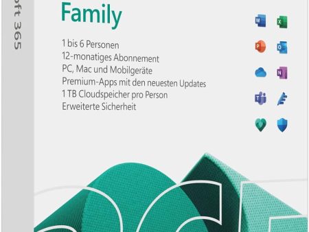 Familia Microsoft 365 (incluido Microsoft Defender) | 6 usuarios | Múltiples PC Mac, tabletas y dispositivos móviles | 1 año de suscripción | Caja on Sale