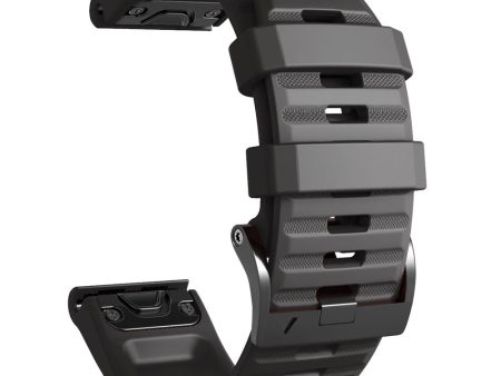 26mm Silicone Band for Garmin Tactix 7 Pro   Fenix 7X   6X Pro   5X Plus , Horizontal Stripes Black Buckle Watch Strap Online