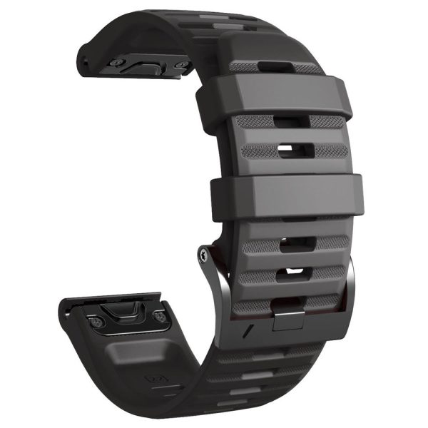 26mm Silicone Band for Garmin Tactix 7 Pro   Fenix 7X   6X Pro   5X Plus , Horizontal Stripes Black Buckle Watch Strap Online